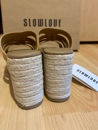 Cuñas esparto SLOWLOVE beige