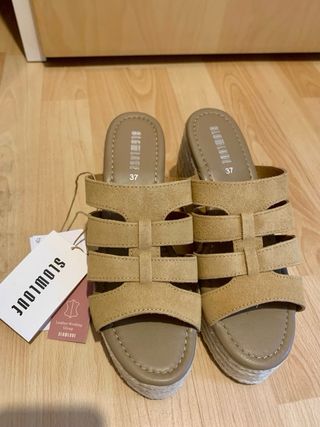 Cuñas esparto SLOWLOVE beige