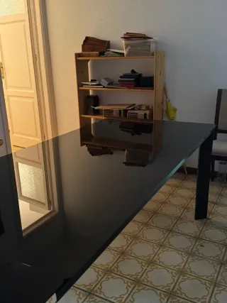 Mesa Comedor Cristal Extensible Negra