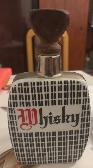 Botella Whisky Vintage Madera y Metal