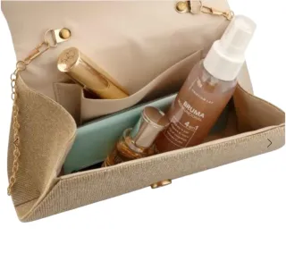 Bolso de fiesta dorado con cadena