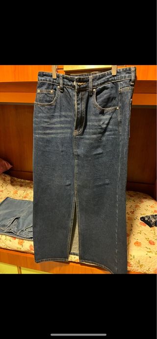 Gonna lunga in denim blu