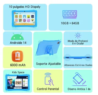 Tablet per bambini Android 10.1 64GB Blu