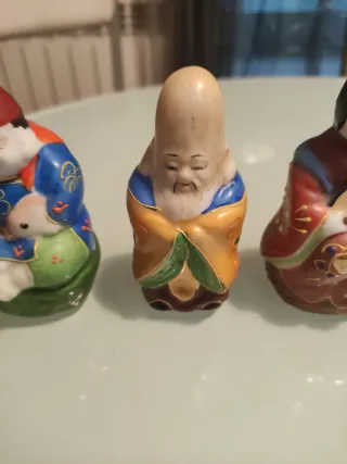 Figuras Dioses Fortuna Japón Cerámica