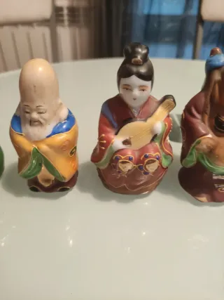 Figuras Dioses Fortuna Japón Cerámica