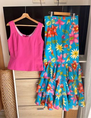 Conjunto Flamenco Top y Falda Flores