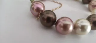 Pulsera Perlas Mallorca Marrón, Rosa y Dorado