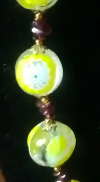 Collana granato e vetro Murano millefiori anni '60