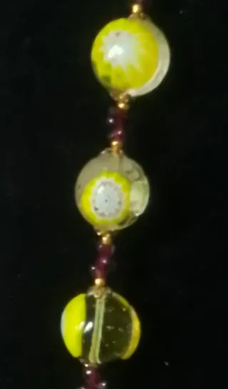Collana granato e vetro Murano millefiori anni '60