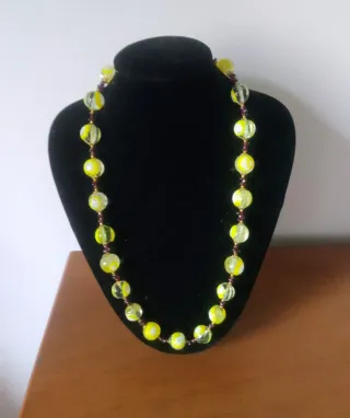 Collana granato e vetro Murano millefiori anni '60