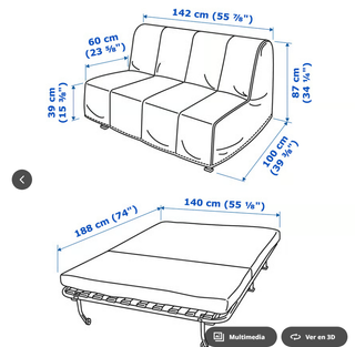 Sofá Cama Plegable IKEA LYCKSELE Azul