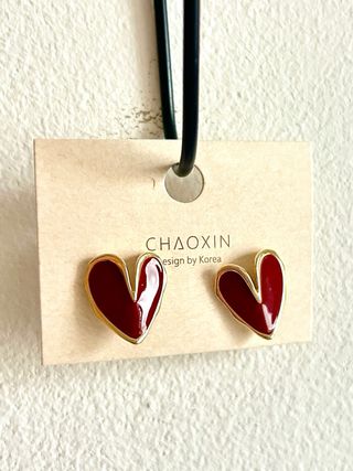 Pendientes de plata Corazón Rojo