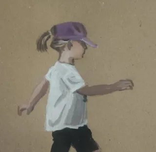 Pintura Niña en la playa por BizaroS