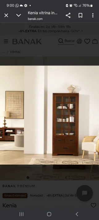 Vitrina Kenia Banak Madera y Cristal