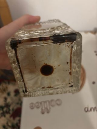 Botella antigua cristal licor decorada