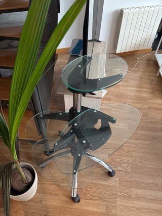 Mesa escritorio modular cristal y metal