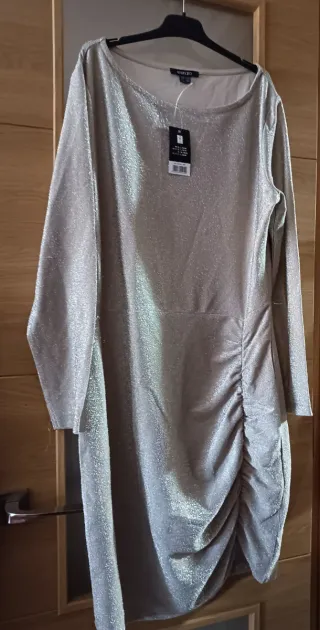 Vestido fiesta plateado Esmara talla L