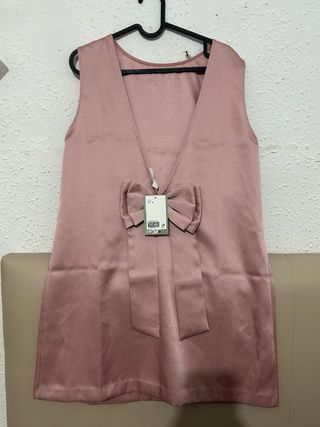 Vestido fiesta lazo rosa talla única