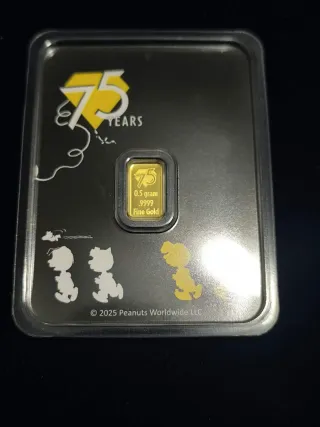 Moneta d'Oro 24K 75 Anni di Snoopy