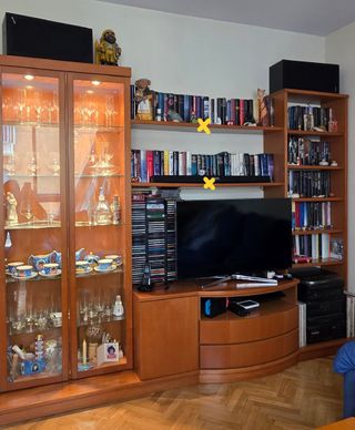 Mueble TV madera y cristal