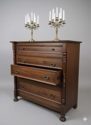 Cómoda Vintage 4 Cajones Madera Maciza