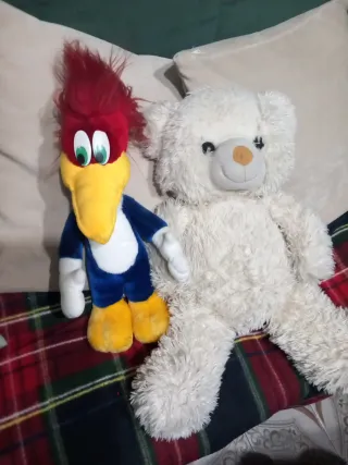 Peluche pajaro loco y Osito