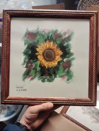 Pintura de girasol firmada Lamas 2006
