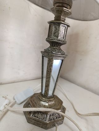 Pareja lámparas mesa cerámica 4 caras espejos