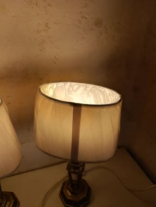 Pareja lámparas mesa cerámica 4 caras espejos