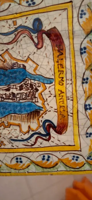 Piastrella Palermo Antica Mappa Ceramica