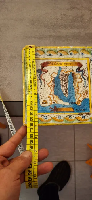Piastrella Palermo Antica Mappa Ceramica