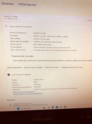 PC MSI  CPU i7 8GB RAM