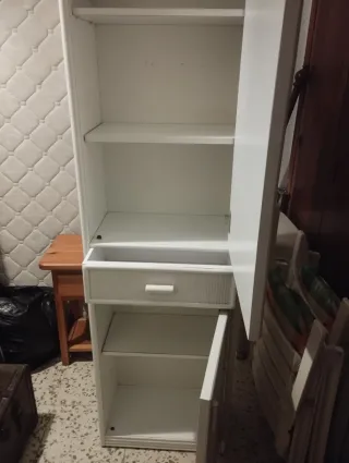 Mueble baño mimbre blanco