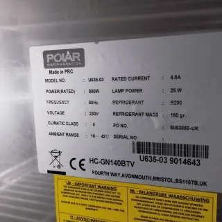 Congelador vertical Polar 2 puertas