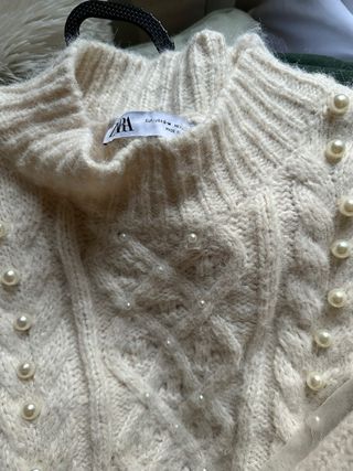 Jersey perlado tejido trenzado con Tul