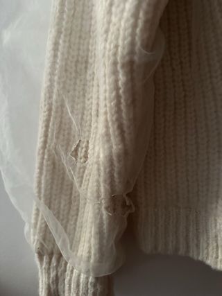 Jersey perlado tejido trenzado con Tul