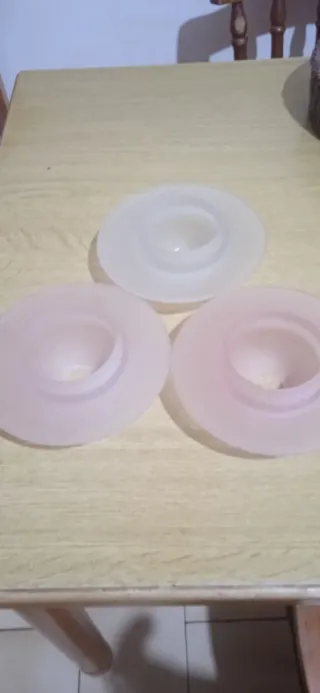 Set 3 paralumi vetro rosa e bianco