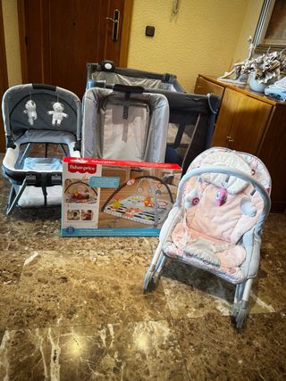 Cuna de bebé 3 en 1: hamaca y gimnasio