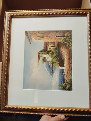 Pintura al óleo Paisaje Marino enmarcada