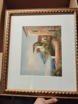 Pintura al óleo Paisaje Marino enmarcada