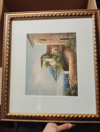 Pintura al óleo Paisaje Marino enmarcada