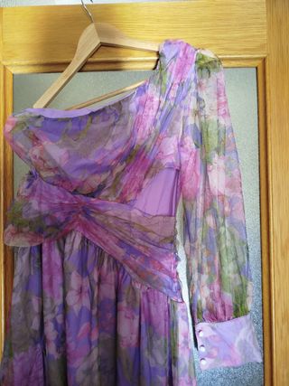 Vestido fiesta floral morado talla M