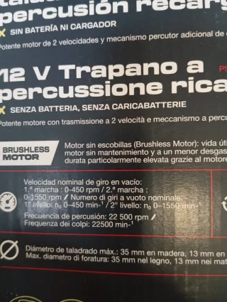 Taladro Percutor Parkside 12V performance completo