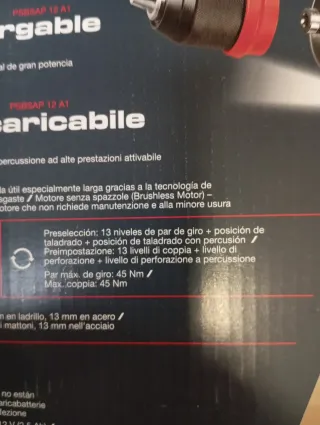 Taladro Percutor Parkside 12V performance completo