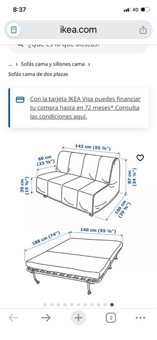 Sofá Cama IKEA LYCKSELE LÖVÅS