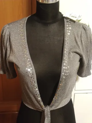 Bolero fiesta hilo plateado con lentejuelas
