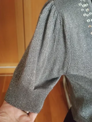 Bolero fiesta hilo plateado con lentejuelas