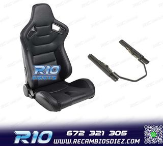 ASIENTO DEPORTIVO SEMI BAQUET ESTILO RS CUERO NEGRO Y CORRED