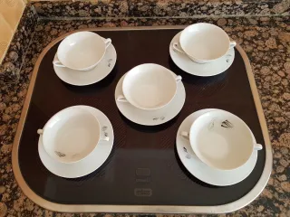 Pontesa 5 Tazas y Platos Vintage Cerámica