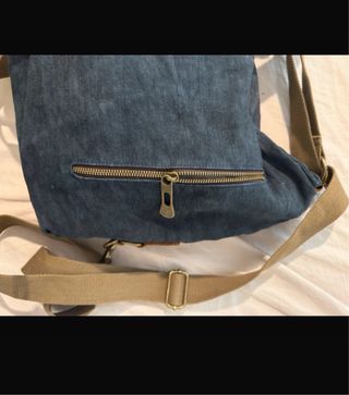 Zaino in Denim Blu e Marrone